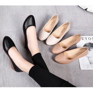 Giày đế xuồng cao 3cm kiểu trơn da lì giày nữ đế xuồng có video