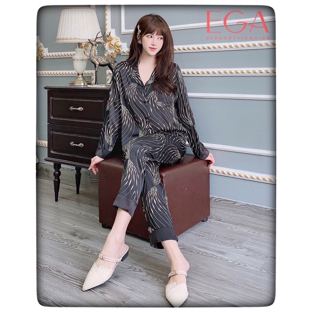 Bộ đồ lụa mặc nhà SAM. - elegart mềm nhẹ không nhăn xù màu sắc đơn giản, họa tiết hoa độc lạ, kiểu dáng dài