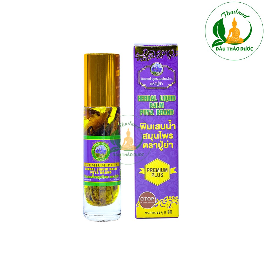 Dầu Gió 19 Loại Thảo Dược Thái Lan thiết kế đầu lăn (Herbal Liquid Balm Puya Brand)