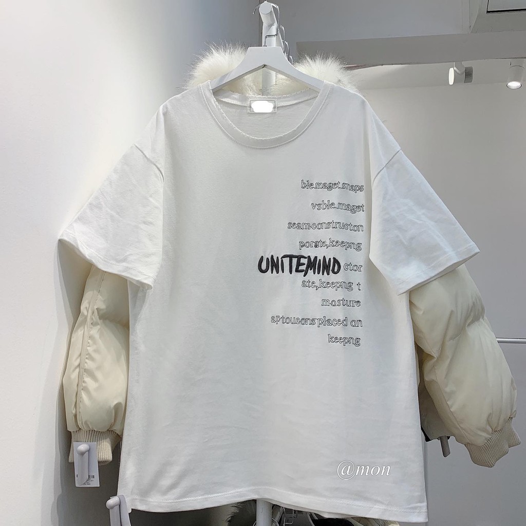 2101173 Áo phông nữ - áo thun nữ UNITEM chất cotton dày dặn form rộng tay lỡ freesize