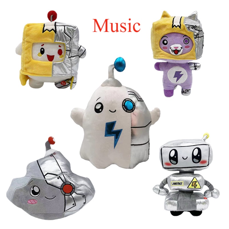 Đồ chơi nhồi bông hình robot Lankybox đội mũ bảo hiểm có nhạc có thể tháo rời thích hợp làm quà tặng cho bé