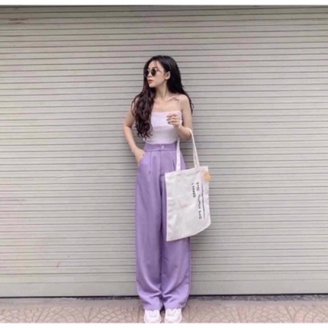 Quần dáng suông tím