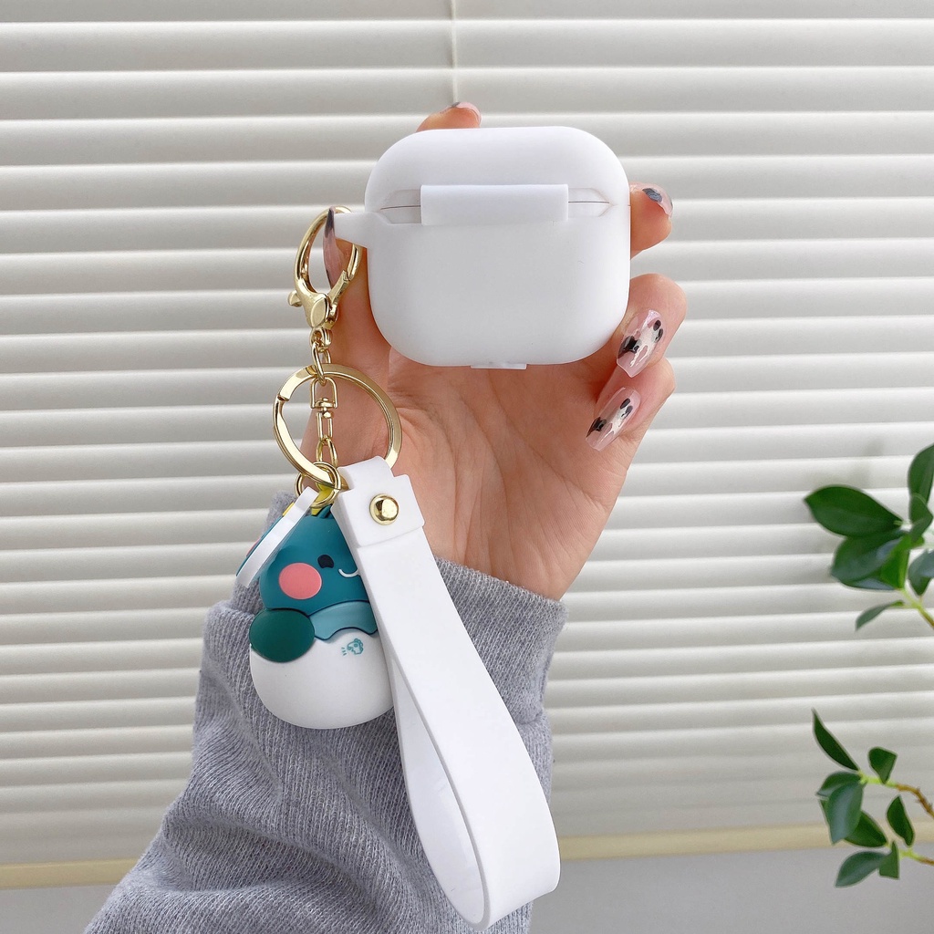 Vỏ Bảo Vệ Hộp Sạc Tai Nghe Airpods 3 Pro 2 3 Họa Tiết Hoạt Hình Khủng Long Trắng Dễ Thương Ốp