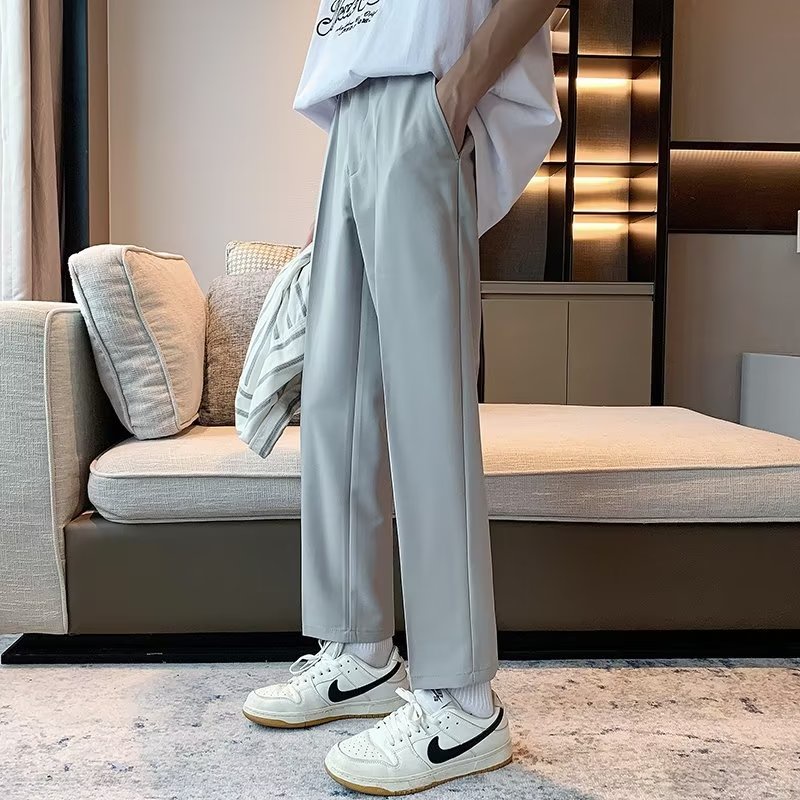 Quần Tây Ống Suông Rộng Thời Trang Hàn Quốc Dành Cho Nam 27~36 Yards