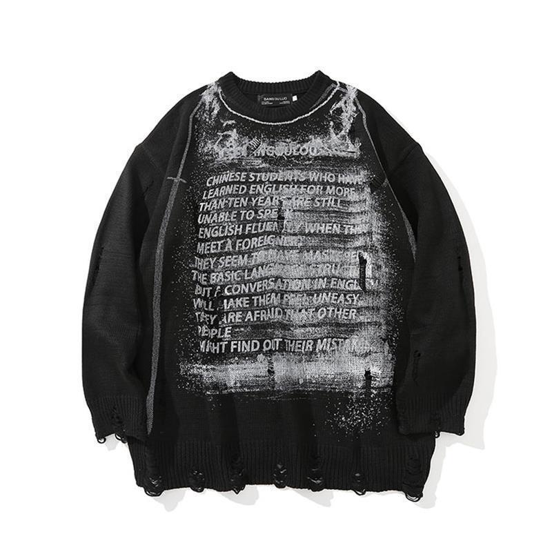 Áo Sweater Cổ Tròn Dáng Rộng In Họa Tiết Phong Cách Hip Hop Đường Phố Âu Mỹ