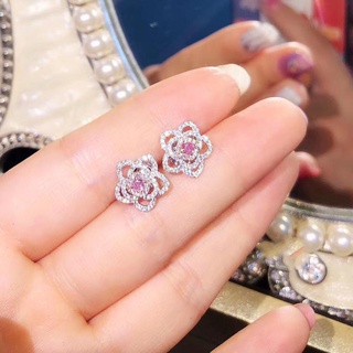 Bông tai hình hoa đính đá pha lê sang trọng cho nữ