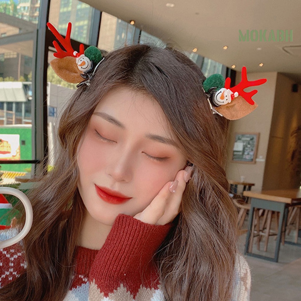 1 Cặp Kẹp Tóc Trang Trí Tai Tuần Lộc Giáng Sinh Dễ Thương Chống Trượt