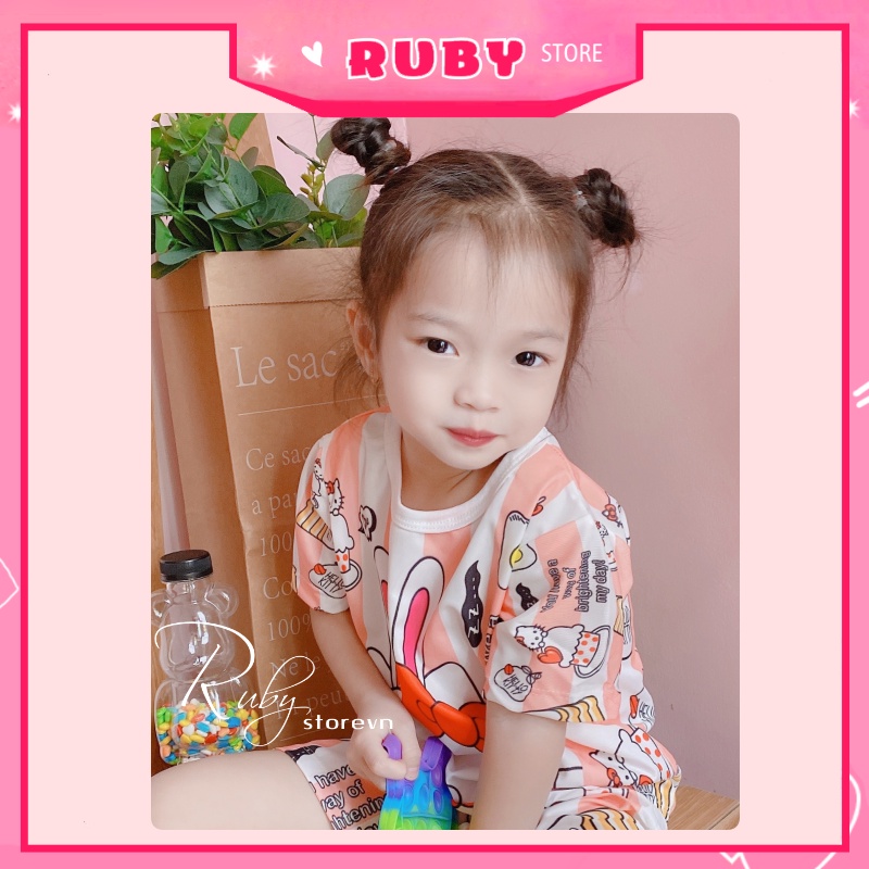 [Đồ bộ gia đình] Đồ bộ thun đùi in hình Hello Kitty Hoạt hình dễ thương chất thun mềm mát size đến 60kg DBRBD SIZE 4 - L