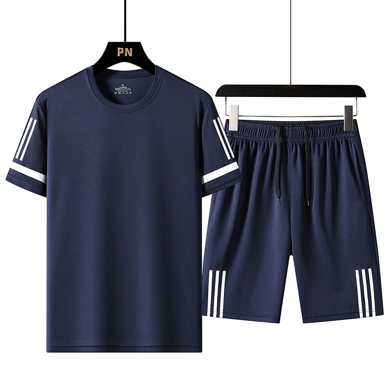 Bộ Đồ Thể Thao Hai Món Vải Lụa Lạnh Nhanh Khô Thời Trang Mùa Hè Cho Nam