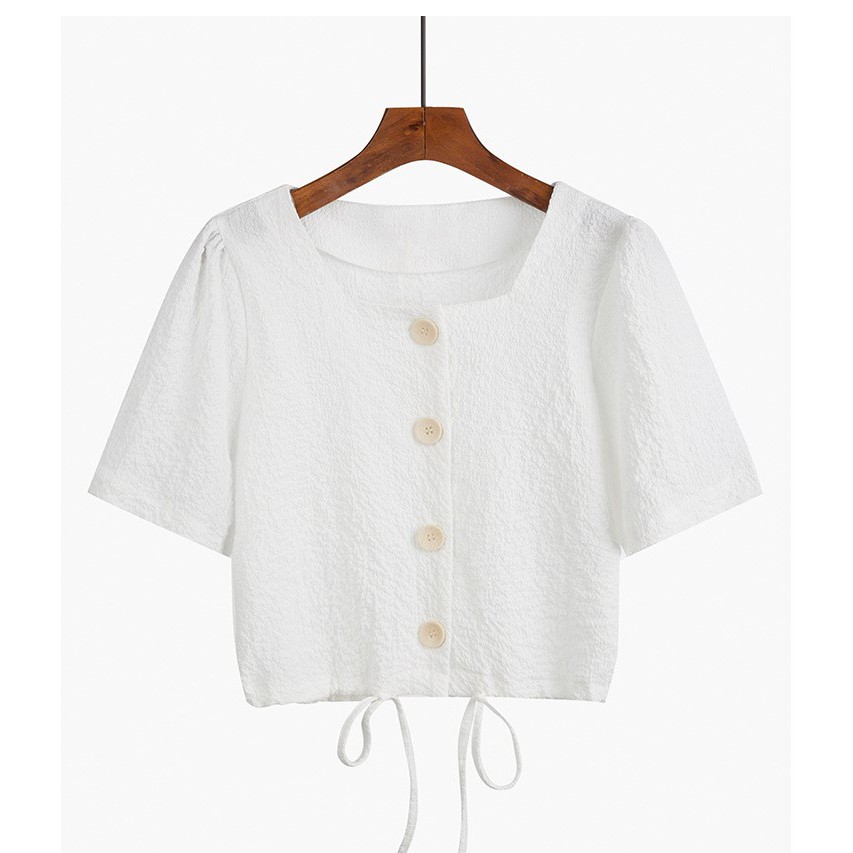 Áo croptop cổ vuông LaNa có dây buộc eo, Áo kiểu tay ngắn kiểu sơ mi Phong cách ulzzang Hàn Quốc C51 | BigBuy360 - bigbuy360.vn
