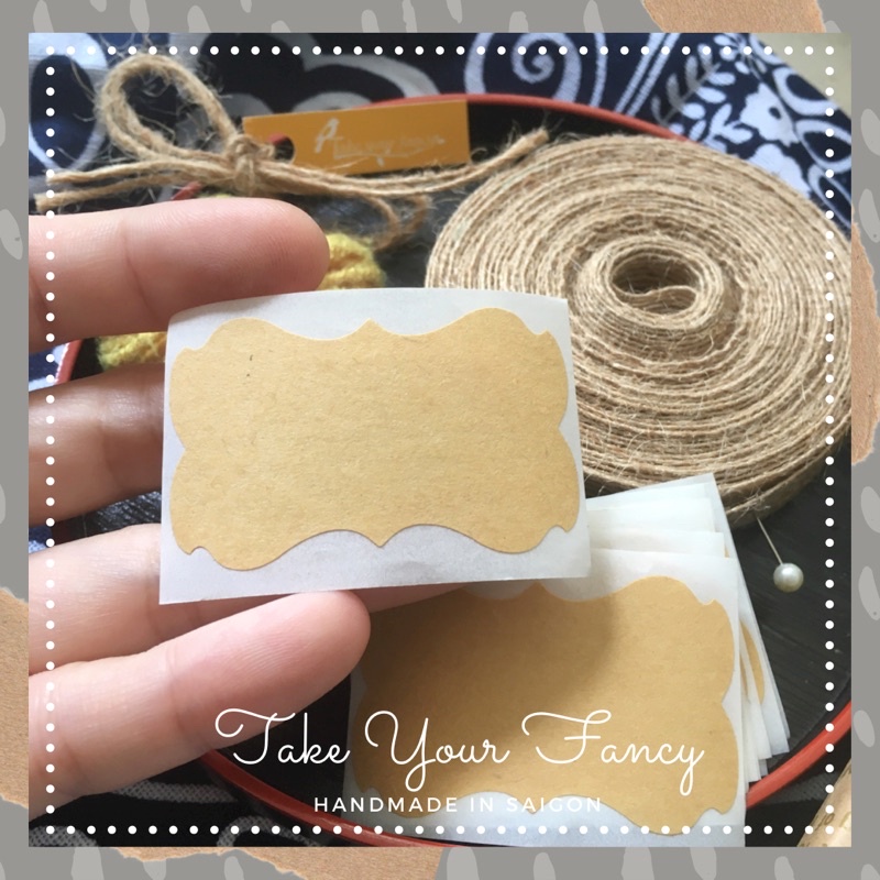 Nhãn Sticker Dán Sổ Chai Lọ Kraft decal + Đen