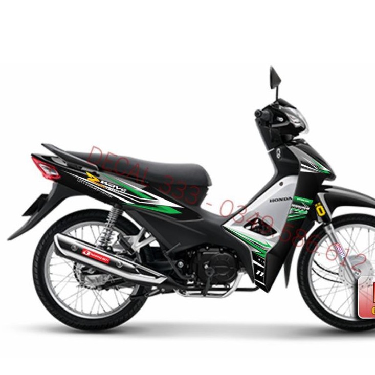 Tem Rời WAVE ALPHA 110 Mẫu Chữ S XANH LÁ TRẮNG 831236 (Tem 3 Lớp Chống Phai Màu)