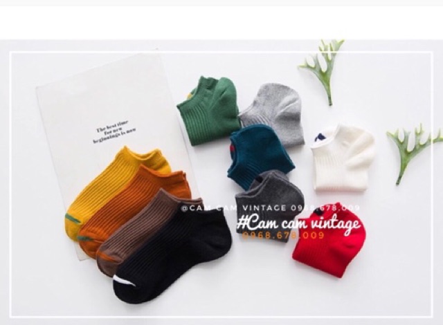 Tất vớ nam nữ cổ ngắn vớ vintage cổ ngắn tất cực xinh mềm mịn bền