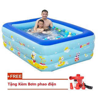 COMBO BỂ BƠI PHAO 2M1 CHO 4 NGƯỜI + BƠM ĐIỆN 2 CHIỀU