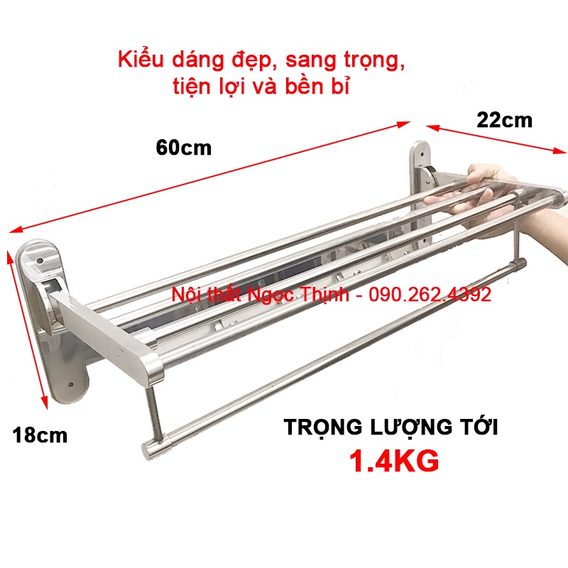 [HÀNG LOẠI 1] Kệ treo khăn tắm GẬP LÊN XUỐNG MKT-06 inox304 cao cấp máng khăn tầng đa năng