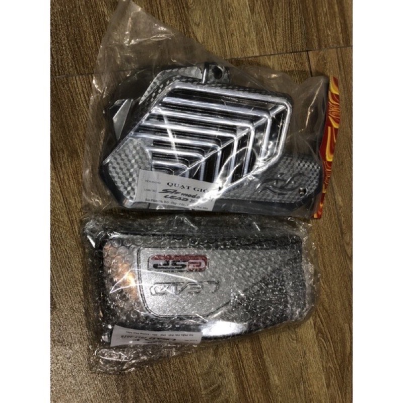 Trọn bộ ốp quạt gió +ốp bầu gió(pô e) xe LEAD 17->19 (cao cấp )