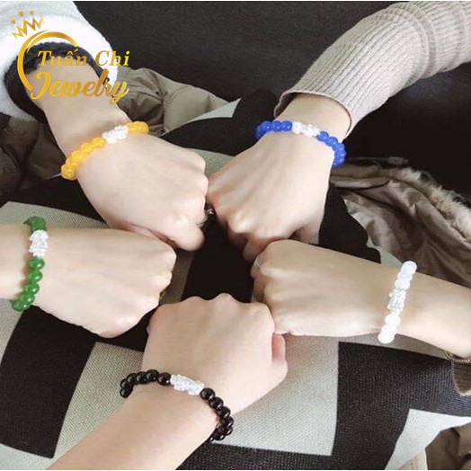 Lắc Tay Bạc BIG SALE Vòng Tay Đá Phong Thủy Đủ Màu Theo Mệnh Kết Hợp Tỳ Hưu Tài Lộc, May Mắn