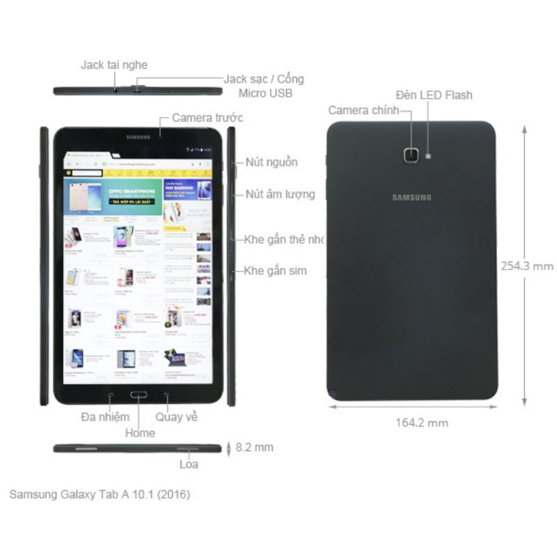 Máy Tính Bảng Samsung Galaxy Tab A6 10.1" SM - P585Y with S Pen (full box)