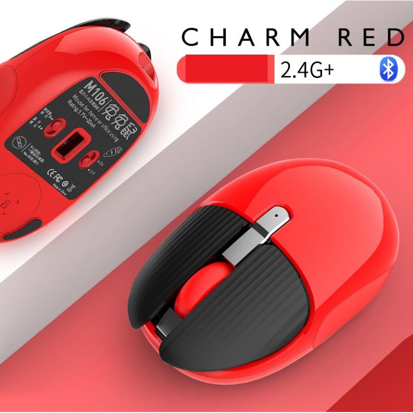 Chuột Không Dây Bluetooth + Wireless 2.4gb, sạc điện, không tiếng ồn