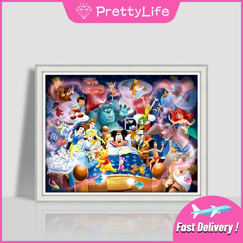 Bộ Tranh Đính Đá 5D Họa Tiết Công Chúa Và Chuột Hoạt Hình Độc Đáo Diy Dùng Trang Trí