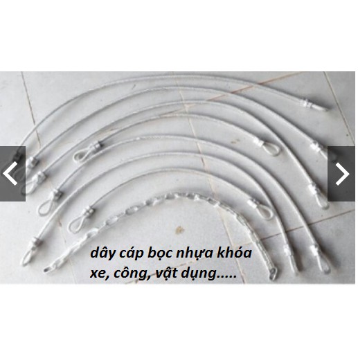 DÂY CÁP KHÓA XE BỌC NHỰA 6 TẤC , 8 TẤC 1M , 2M , 3M , 5M , 8M , 10M PHI 10mm.