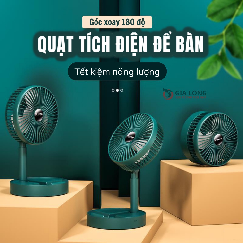 Quạt Super Tích Điện Mini Để Bàn 3 Cấp Độ Gió Siêu Mát Siêu Bền Gấp Gọn Tiện Lợi Có Bảo Hành