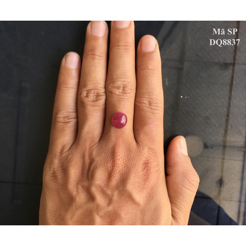 Mặt Đá Ruby Tự Nhiên Mài Sống Đỏ Đậm Size 12,19ct Mặt Nhẫn Mặt Dây Chuyền