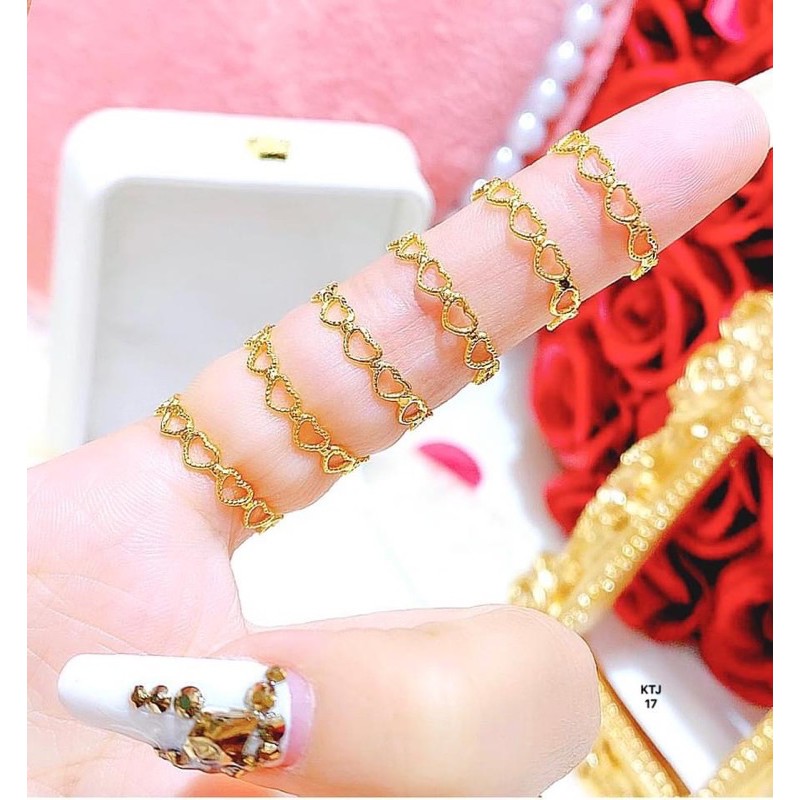 Nhẫn Tim Rỗng Vàng Nhỏ nhẹ Xinh xắn cho nữ - Trang sức Vàng Bạc Hoà Thảo