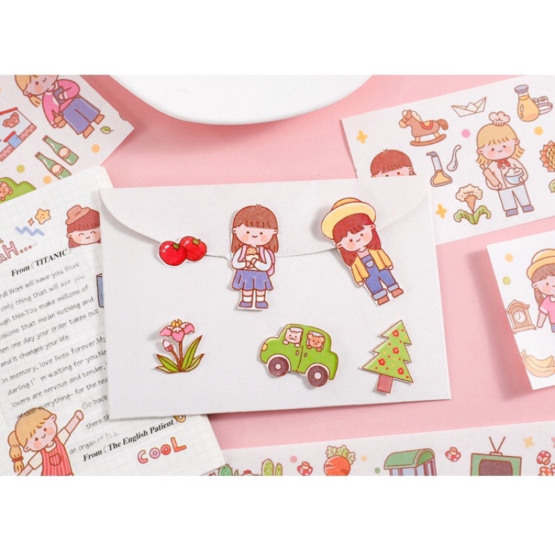 💥Zaomo Washi Miếng Dán Sticker Dài Trang Trí Hình Chữ Nhật💥