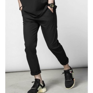 QUẦN BAGGY KAKI ĐEN LƯNG THUN. Unisex nam nữ mặc đều được