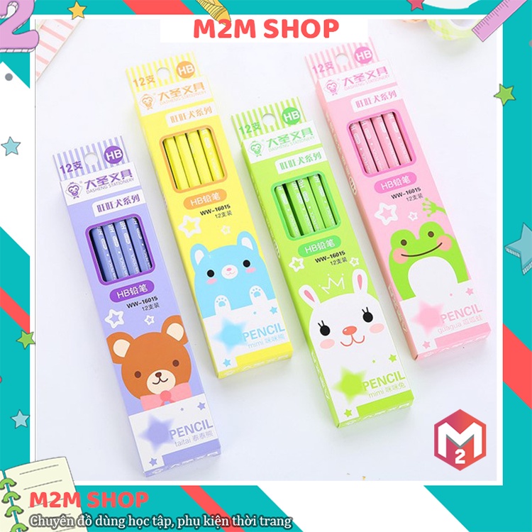 Hộp bút chì HB hình con vật cute đáng yêu (một hộp gồm 12 chiếc)