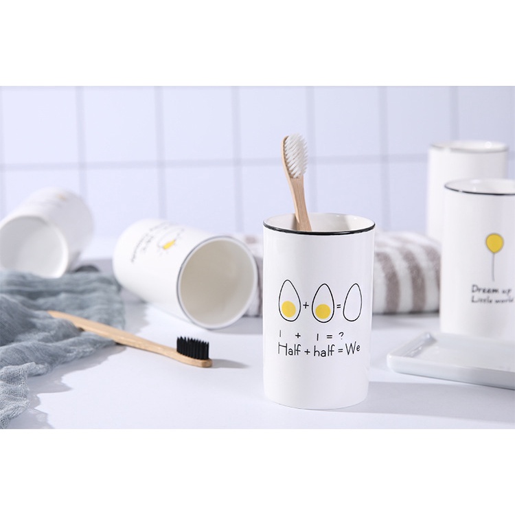 Bộ chén dĩa bát đĩa gốm sứ hình trứng kute