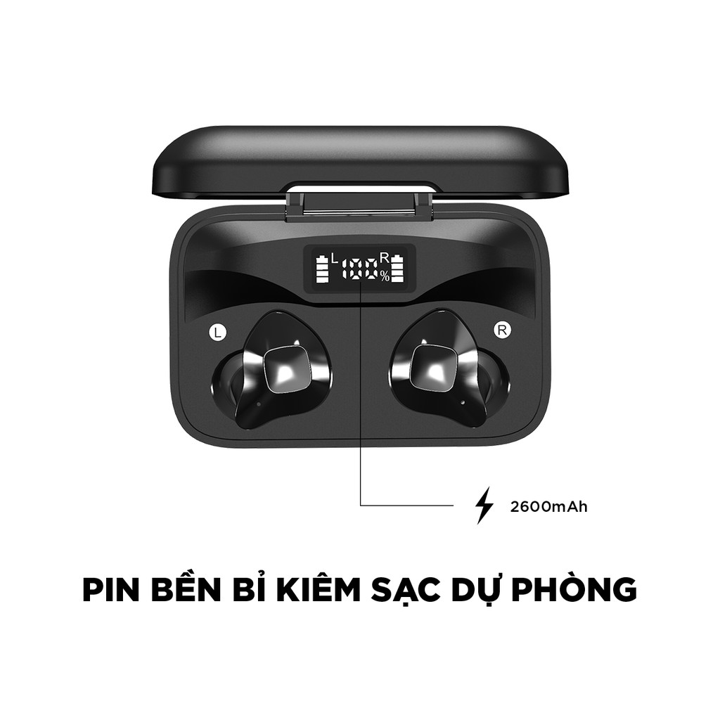 [Mã ELDTR70 giảm 8% đơn 599K] Tai nghe True Wireless Energizer UB2609, Bluetooth V5.0, tích hợp sạc dự phòng,kháng nước