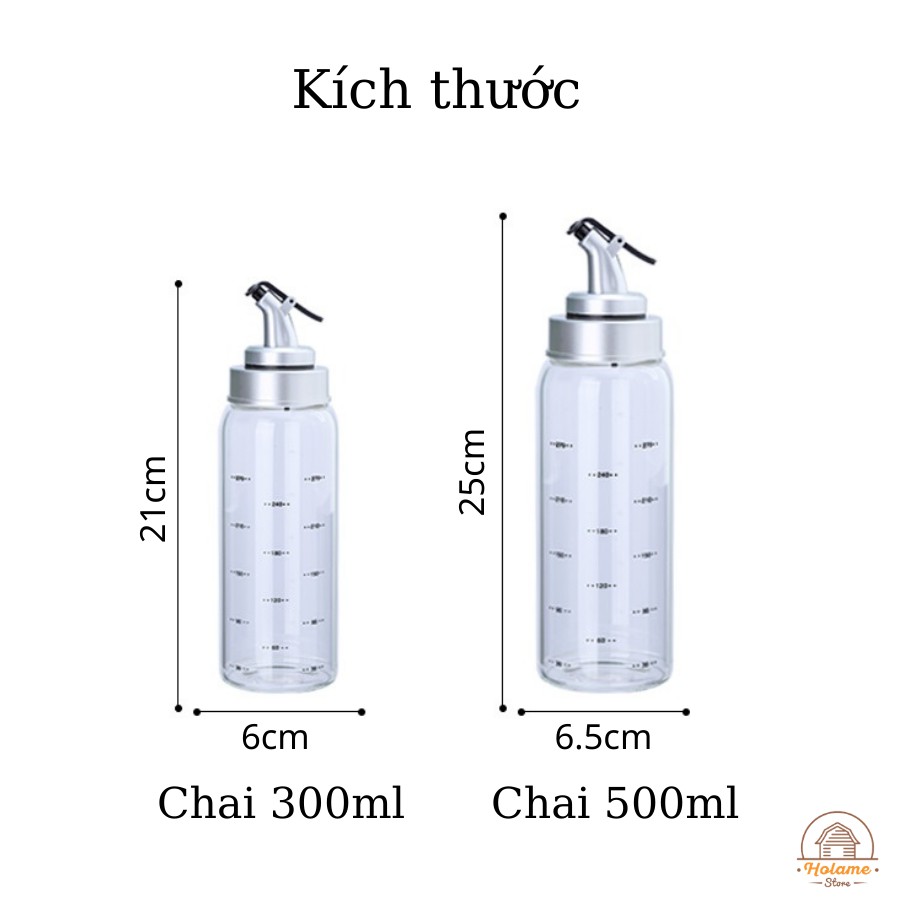 Chai thủy tinh đựng thực phẩm dầu ăn, gia vị, nước chấm - thủy tinh Borosilicate cao cấp