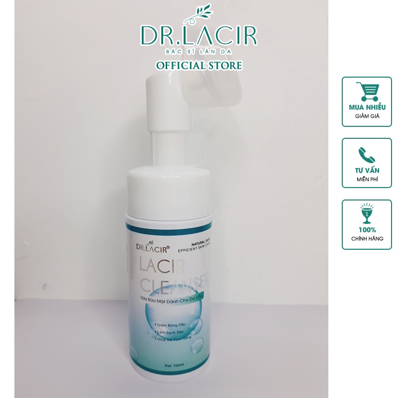 Combo sữa rửa mặt bạc hà kiềm dầu Lacir Cleanser DR.LACIR 150ml và Toner tinh thể bạc hà mint crystal DR.LACIR 10ml