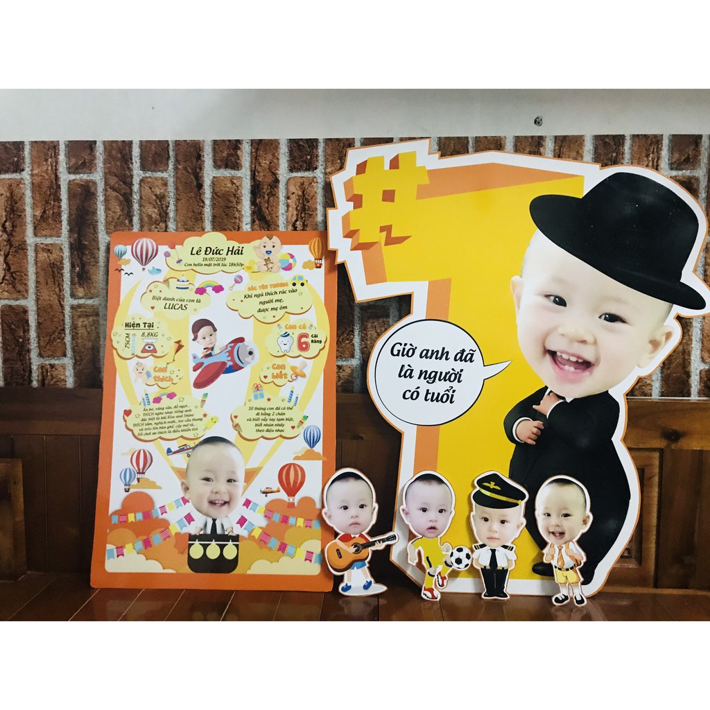 Set chibi trang trí sinh nhật cho bé trai