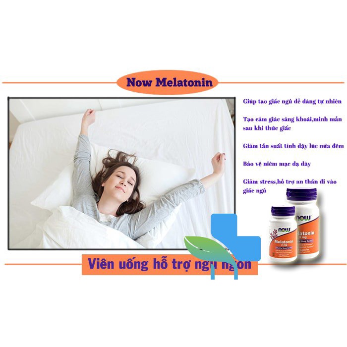 Melatonin 3mg Now 60 viên - Hỗ trợ tạo giấc ngủ tự nhiên , không gây mệt mỏi