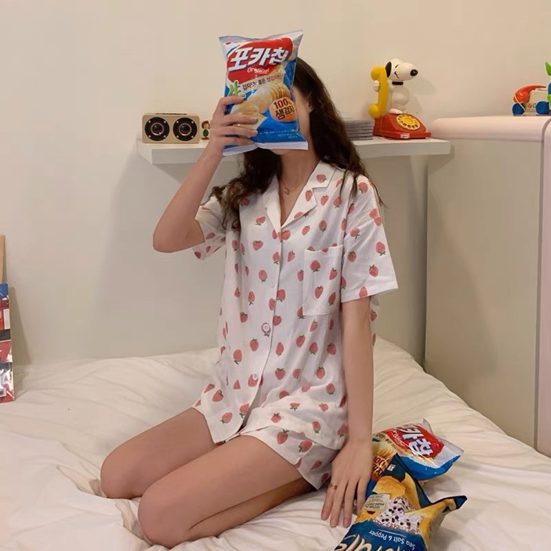 Bộ ngủ pyjama dâu tây - Liyeclothes | BigBuy360 - bigbuy360.vn