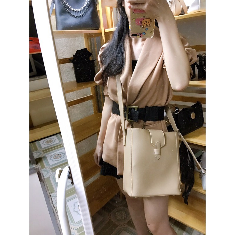 [sẵn] Túi đeo vai tote da khuy gài vừa vở đi học - P026 | BigBuy360 - bigbuy360.vn
