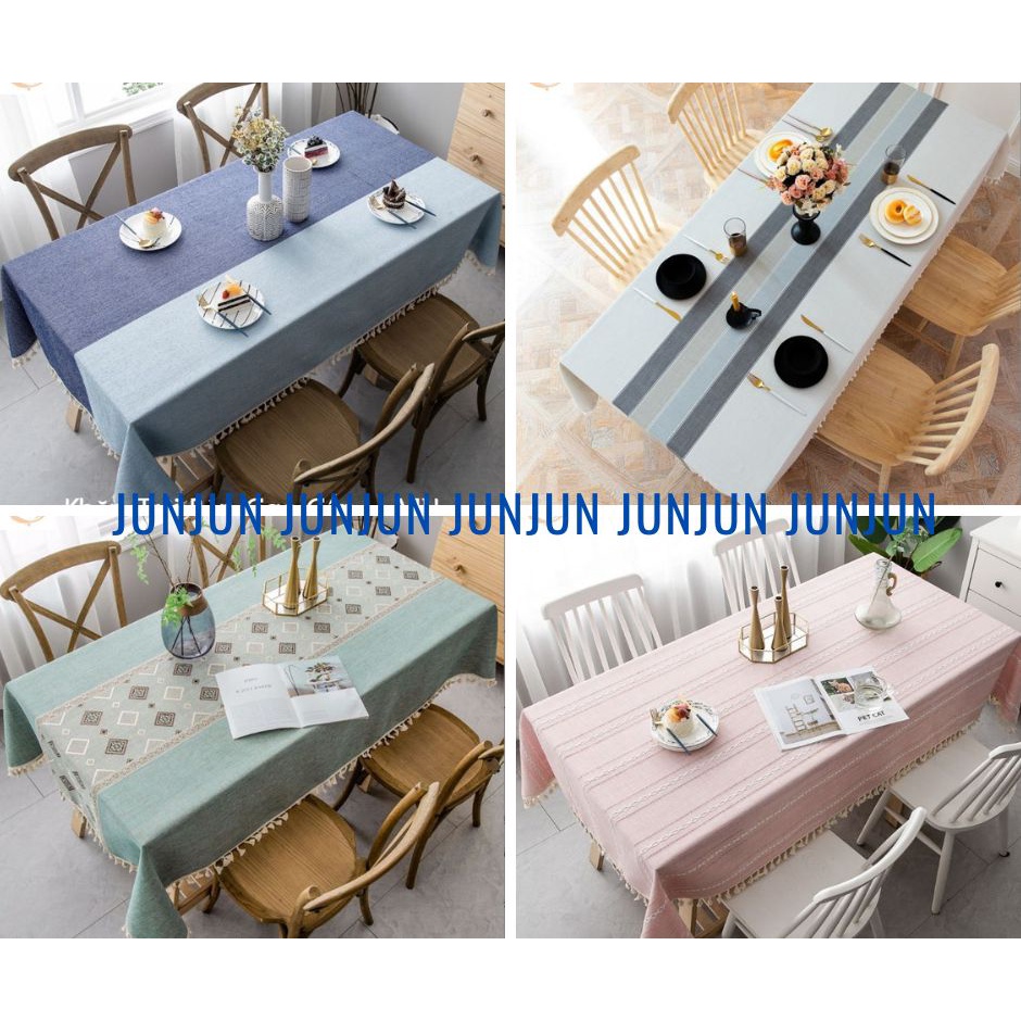(2)TH Khăn trải bàn Cao Cấp hình vuông/chữ nhật chất liệu cotton 100% Phong cách Bắc Âu