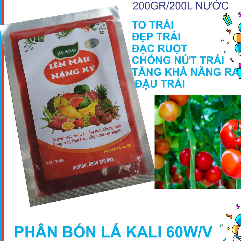Phân Bón Lá KALI 60 Lên Màu, Nặng Ký gói 200gr