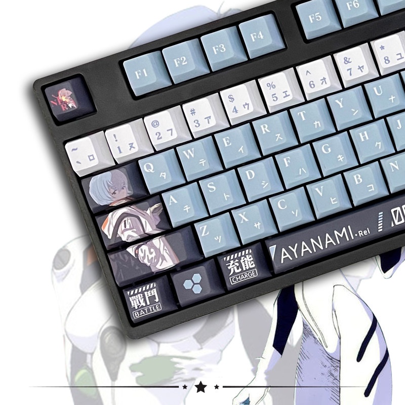 Bộ 144 nút bấm bàn phím Ayanami Rei bằng EVA nhuộm màu thăng hoa dành cho bàn phím cơ