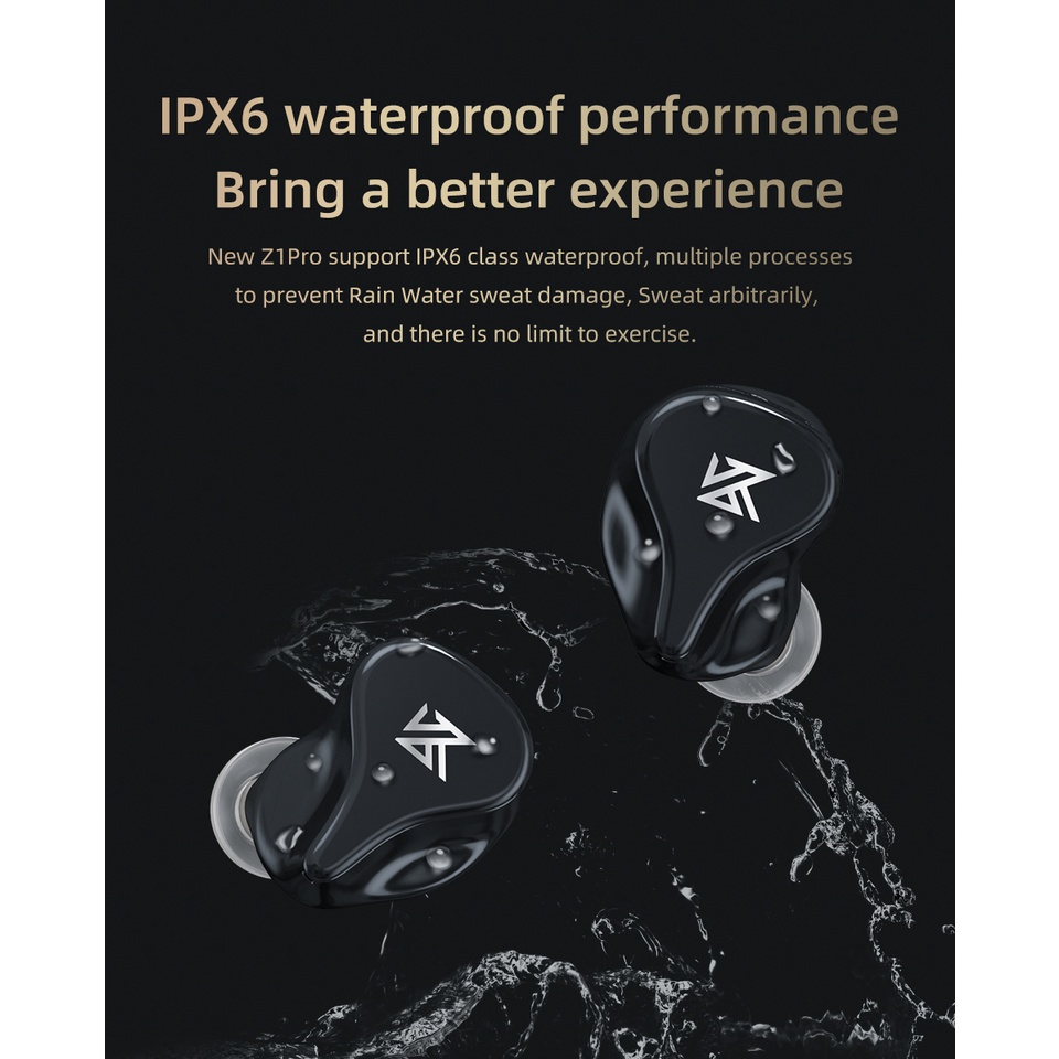 Kz Tai Nghe Nhét Tai z1 pro tws Không Dây Chống Ồn Kết Nối bluetooth hifi Phong Cách Thể Thao