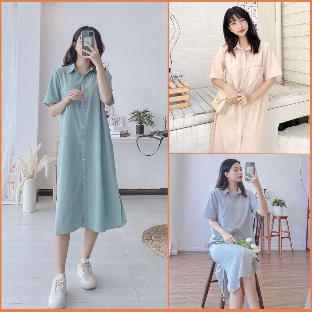 Váy sơ mi dáng dài thắt eo – Đầm nữ form suông vintage V-SMN | BigBuy360 - bigbuy360.vn