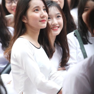 [used] Áo dài trắng học sinh viền đen kèm quần