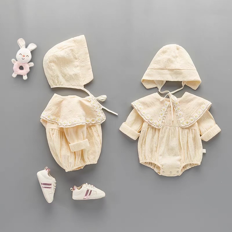 Váy body cổ bèo hoa cúc tặng kèm mũ bèo Hàng Cao Cấp loại 1 cho bé gái