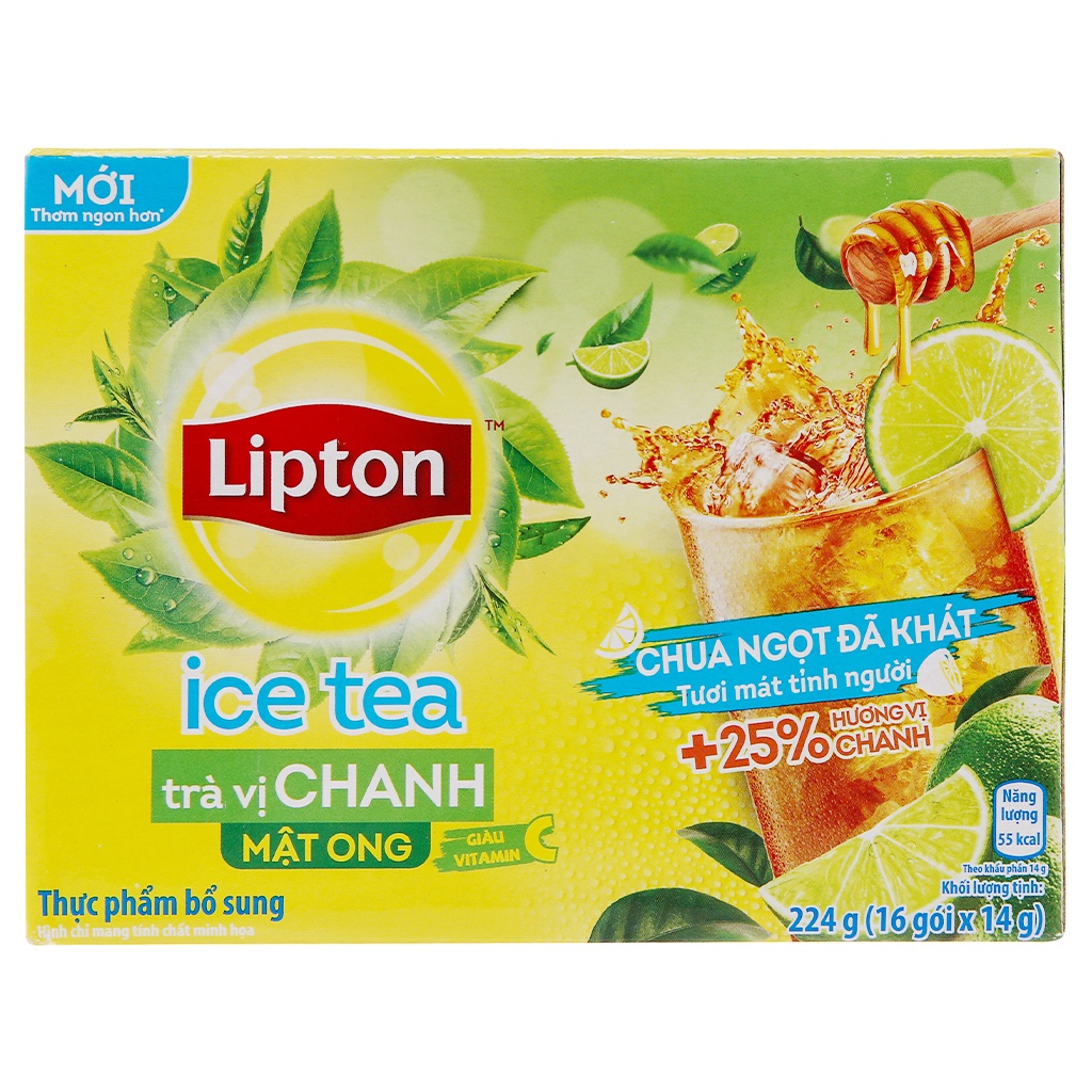 TRÀ LIPTON ICE TEA 224G VỊ ĐÀO/ CHANH MẬT ONG/XOÀI (16 Gói x 14gr)