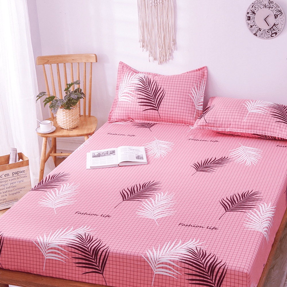 Bộ Ga Và 2 Vỏ Gối Nằm Poly Cotton Mẫu Báo Hồng Cực Đẹp - Kích thước M2/M6/M8/2M2