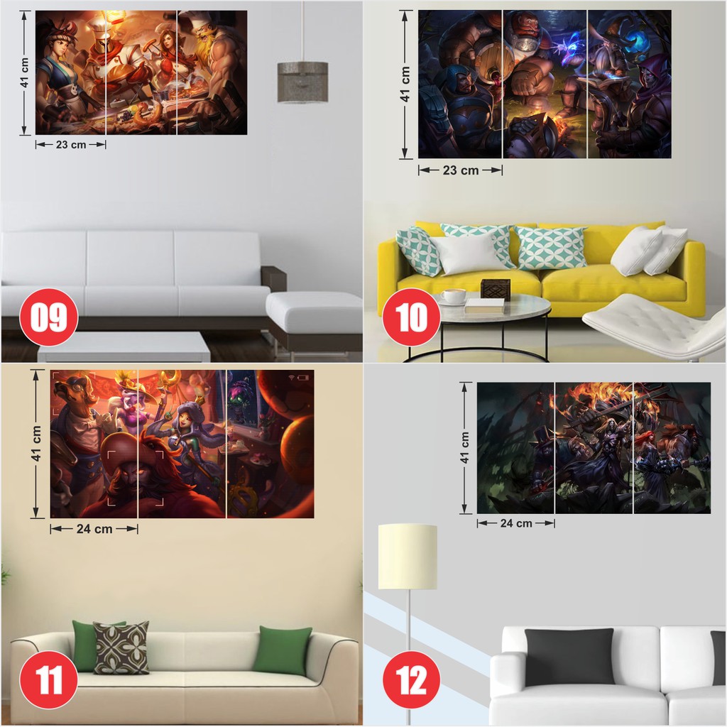 Combo 3 Tấm Tranh Poster Decal A3 Game Liên Minh Huyền Thoại - LoL - League Of Legends By AnimeX