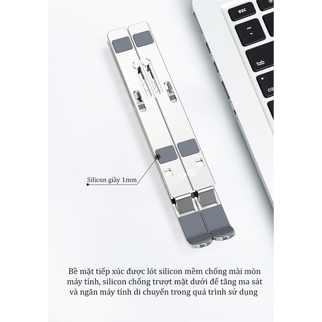 Đế tản nhiệt cho Laptop, Macbook - Giá đỡ, kệ đỡ, phụ kiện cao cấp cho Macbook, Laptop bằng hợp kim nhôm thông minh